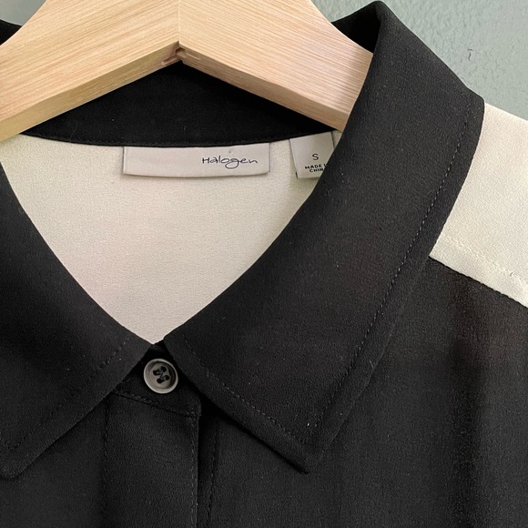 Halogen Color Block Sheer Button Down Blouse - Picture 6 of 9